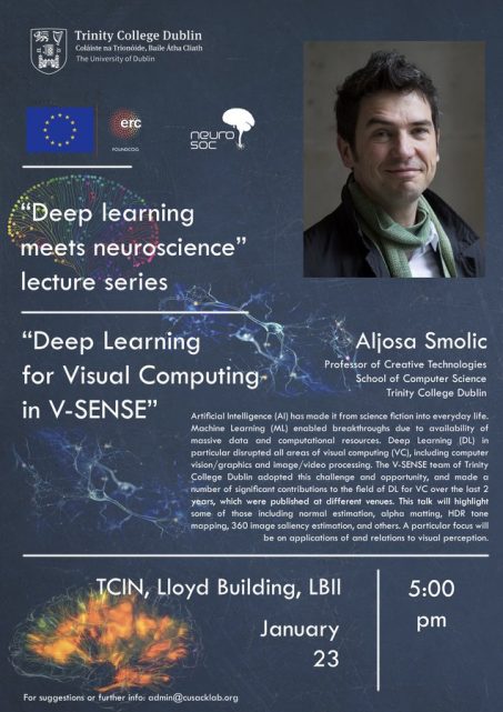 Professor Smolic invited by The Cusack Lab to present at Deep Learning Meets Neurosience seminar series! Professor Smolic invited by The Cusack Lab to present at Deep Learning Meets Neurosience seminar series!