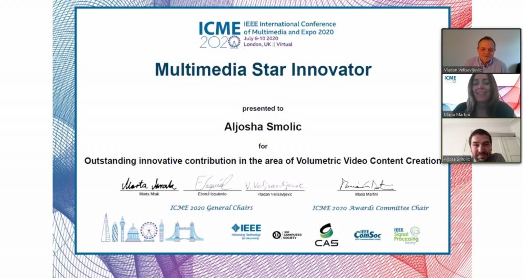 Professor Aljosa Smolic awarded IEEE ICME 2020 Multimedia Star Innovator Award!