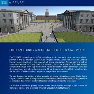 V-SENSE seeking freelance unity artists for crowd work!